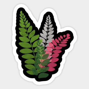 Ferns | Green Pink | Black Sticker